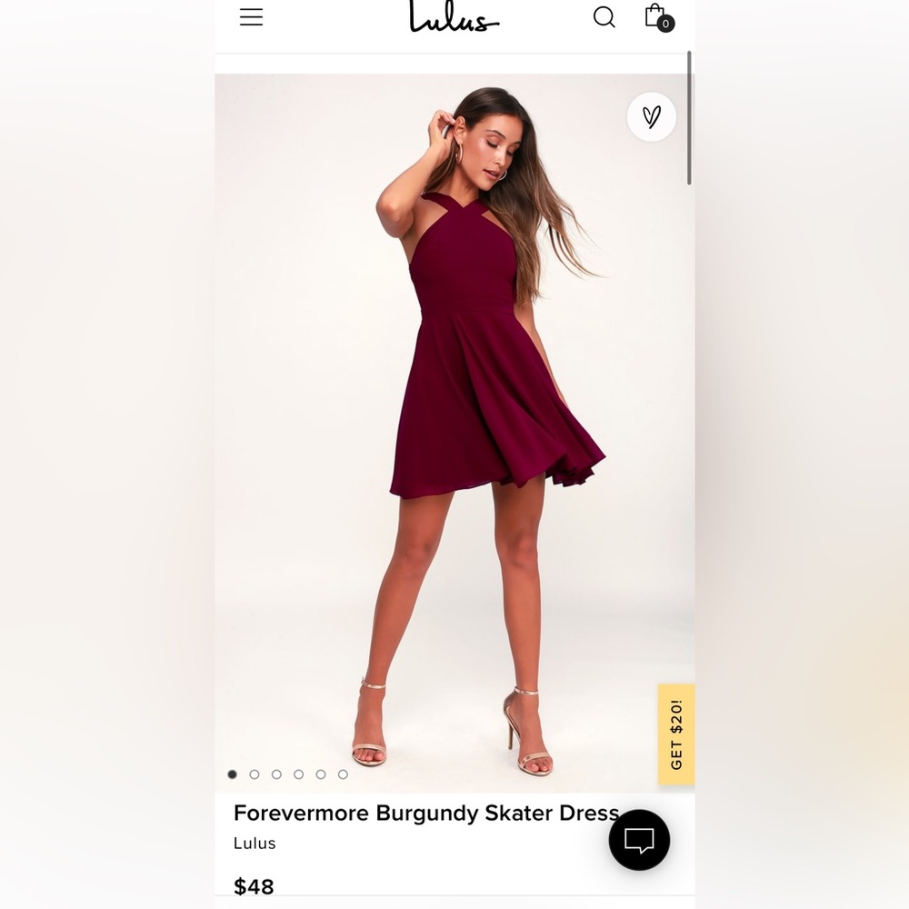 Lulus Forevermore Burgundy Skater Dress. Worn once, Size S.
